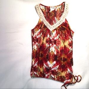 Boho Tie Dye Print Razorback Tank Top XS